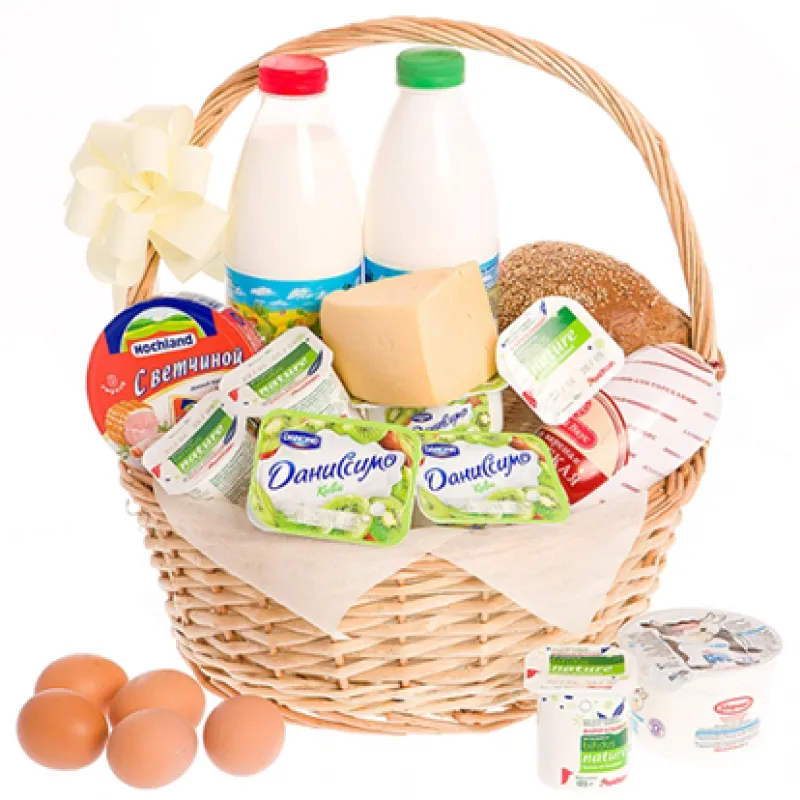Корзинка свежих продуктов с хлебом и молоком, доставка Сердобск